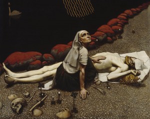 Sagans mörker.  Akseli Gallen-Kallela, "Lemminkainens moder" (1897)